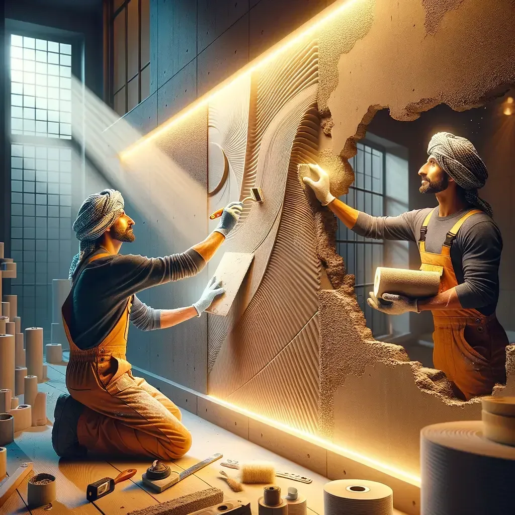 Create an eye-catching featured image for a blog post about [TOPIC] for a Dutch stucadoor website. S