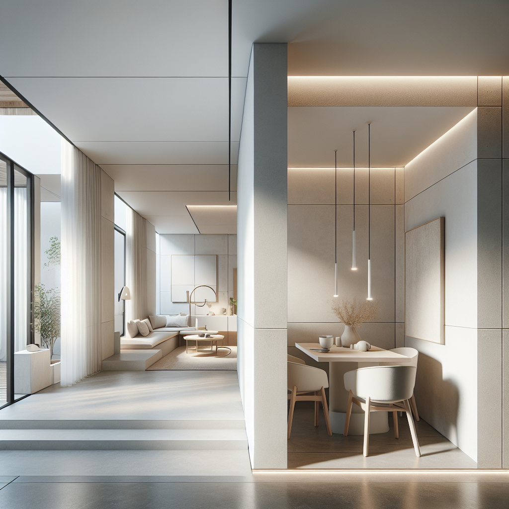 Create a high-quality, photorealistic image showcasing a modern minimalist Dutch home. The focus of the image should be on a pristinely finished interior or exterior stucco wall, portraying professional craftsmanship. Maintain a clean, elegant design utilizing a palette of neutral colors such as white, beige, and gray. The image should pay close attention to the details of the stucco work, with realistic lighting that highlights the texture and quality of the materials. The overall aesthetic should resonate with the modern, minimalist sensibilities of Dutch home design. There should be no text or watermarks.